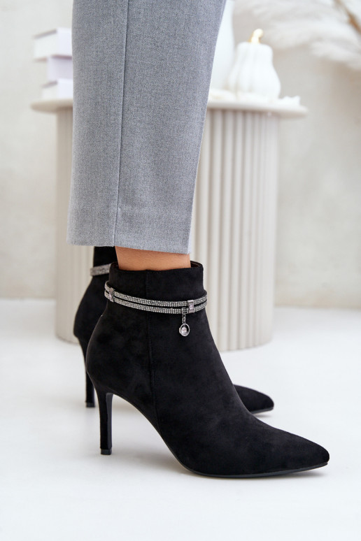 opInarmen Laarzen met dunne hakken met versierde hakken van eco-suèdeoIne Vinceza 16469 zInart