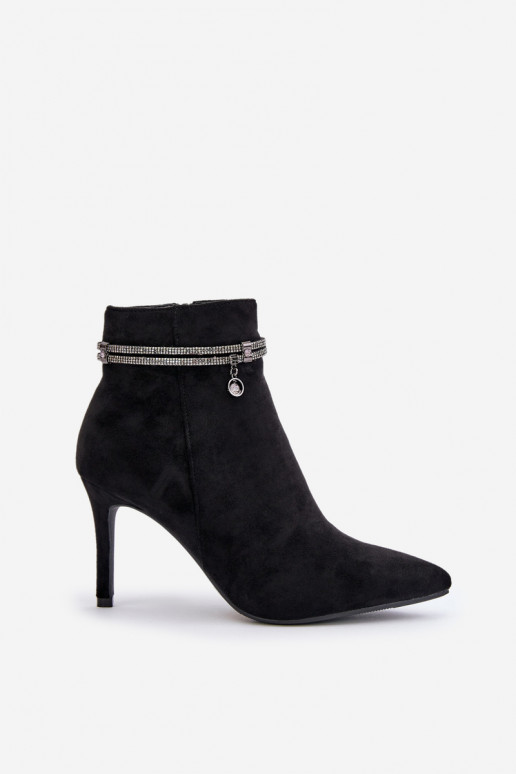 opInarmen Laarzen met dunne hakken met versierde hakken van eco-suèdeoIne Vinceza 16469 zInart