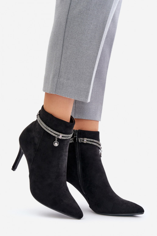 opInarmen Laarzen met dunne hakken met versierde hakken van eco-suèdeoIne Vinceza 16469 zInart