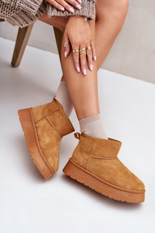 Lage snowboots Dames met platform verwarmd met bont aan de binnenkant bruine kleur Saldren Lage snowboots Dames met platform verwarmd met bont aan de binnenkant bruine kleur Saldren