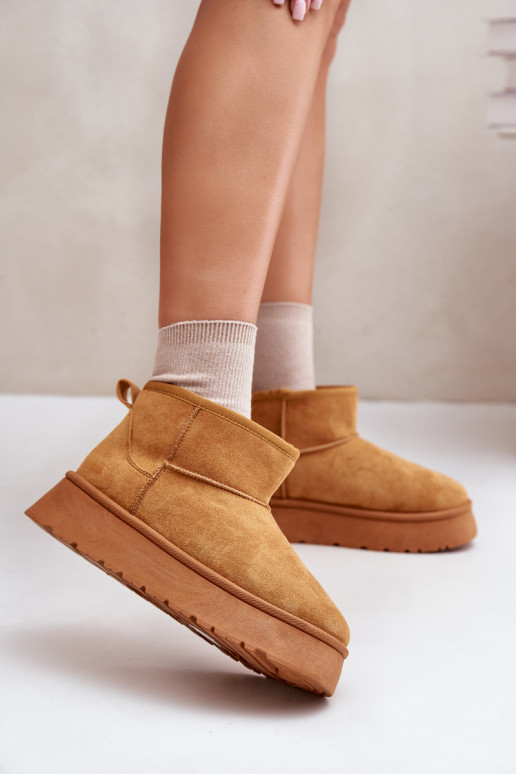 Lage snowboots Dames met platform verwarmd met bont aan de binnenkant bruine kleur Saldren Lage snowboots Dames met platform verwarmd met bont aan de binnenkant bruine kleur Saldren