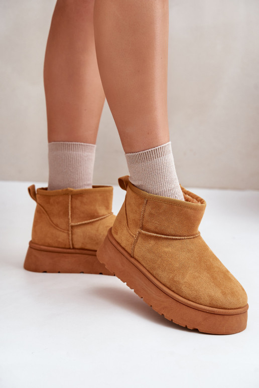 Lage snowboots Dames met platform verwarmd met bont aan de binnenkant bruine kleur Saldren Lage snowboots Dames met platform verwarmd met bont aan de binnenkant bruine kleur Saldren