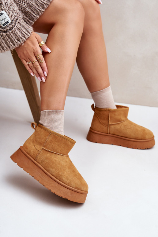 Lage snowboots Dames met platform verwarmd met bont aan de binnenkant bruine kleur Saldren Lage snowboots Dames met platform verwarmd met bont aan de binnenkant bruine kleur Saldren