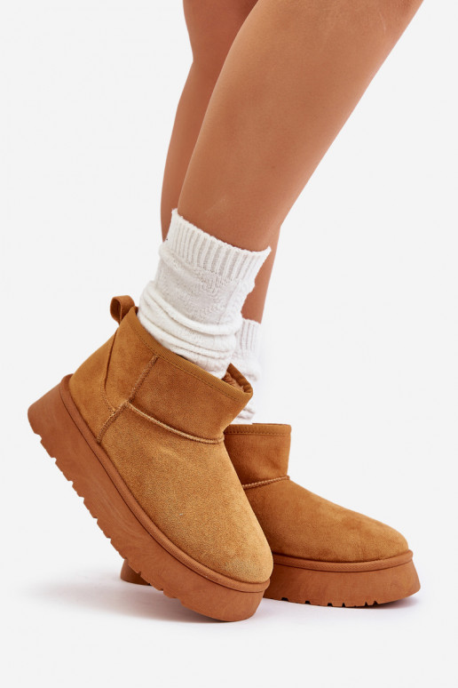 Lage snowboots Dames met platform verwarmd met bont aan de binnenkant bruine kleur Saldren Lage snowboots Dames met platform verwarmd met bont aan de binnenkant bruine kleur Saldren