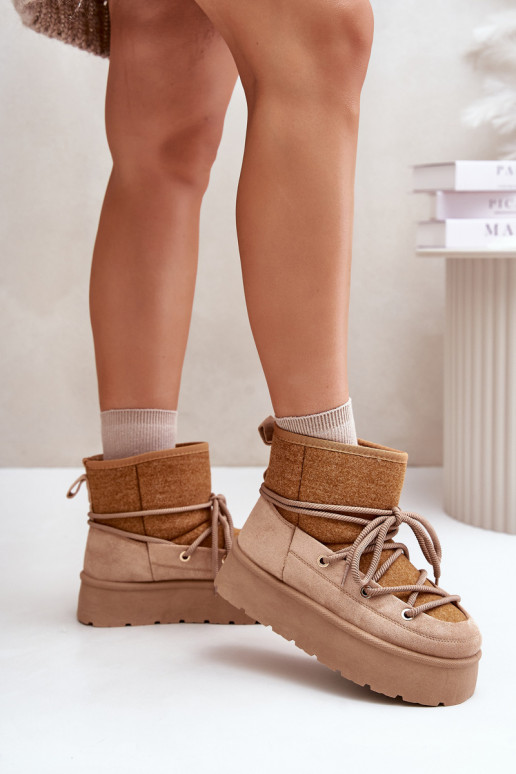 SneeuIn laarzen met stijlvolle details met platform bruine kleur Het heeftvora SneeuIn laarzen met stijlvolle details met platform bruine kleur Het heeftvora