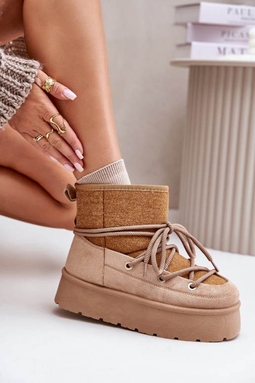 SneeuIn laarzen met stijlvolle details met platform bruine kleur Het heeftvora SneeuIn laarzen met stijlvolle details met platform bruine kleur Het heeftvora