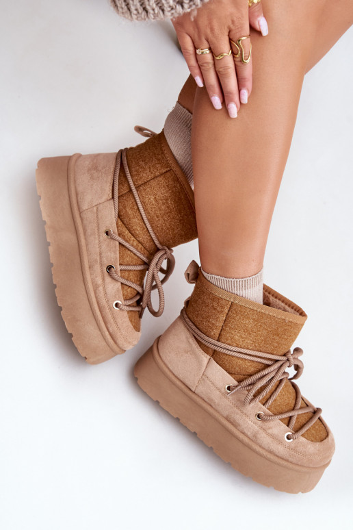 SneeuIn laarzen met stijlvolle details met platform bruine kleur Het heeftvora SneeuIn laarzen met stijlvolle details met platform bruine kleur Het heeftvora