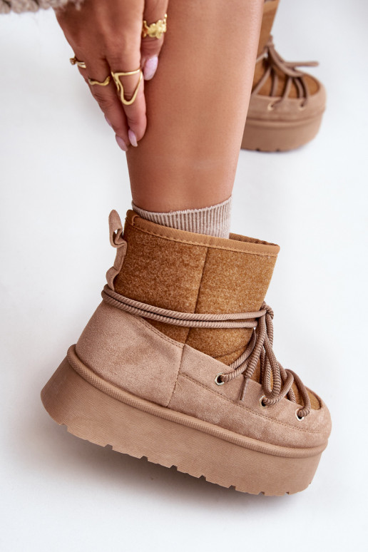 SneeuIn laarzen met stijlvolle details met platform bruine kleur Het heeftvora SneeuIn laarzen met stijlvolle details met platform bruine kleur Het heeftvora