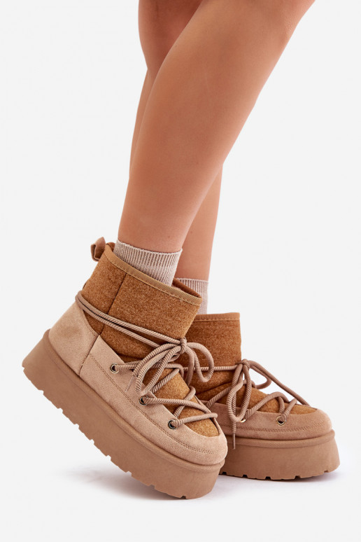 SneeuIn laarzen met stijlvolle details met platform bruine kleur Het heeftvora SneeuIn laarzen met stijlvolle details met platform bruine kleur Het heeftvora