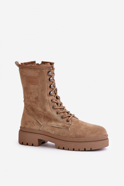 Eco-suède laarzen in schapenvacht in... Eco-suède laarzen in schapenvacht in...