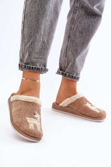 Slippers Dames met herten en bont Inblu CT000034 beige 2