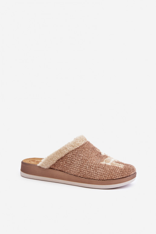 Slippers Dames met herten en bont Inblu CT000034 beige Slippers Dames met herten en bont Inblu CT000034 beige
