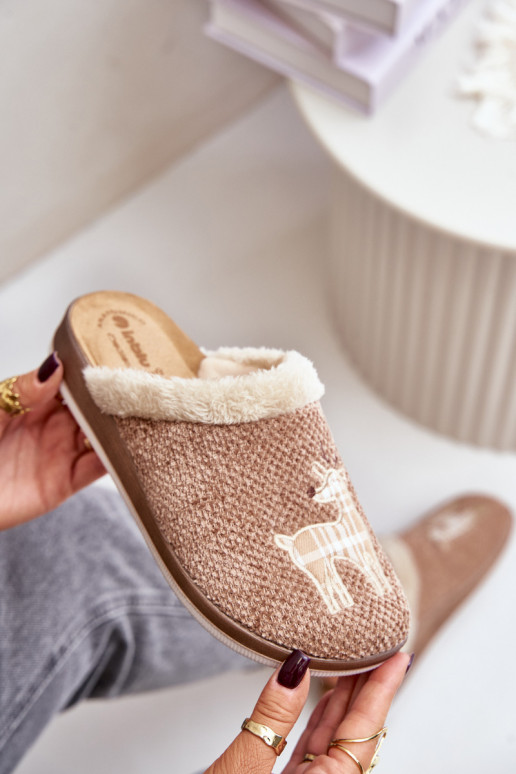 Slippers Dames met herten en bont Inblu CT000034 beige Slippers Dames met herten en bont Inblu CT000034 beige