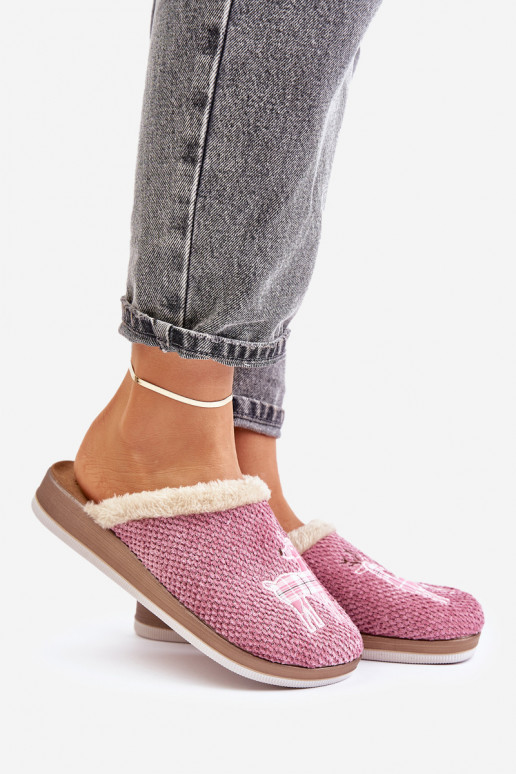 Slippers Dames met herten en bont Inblu CT000034 roze