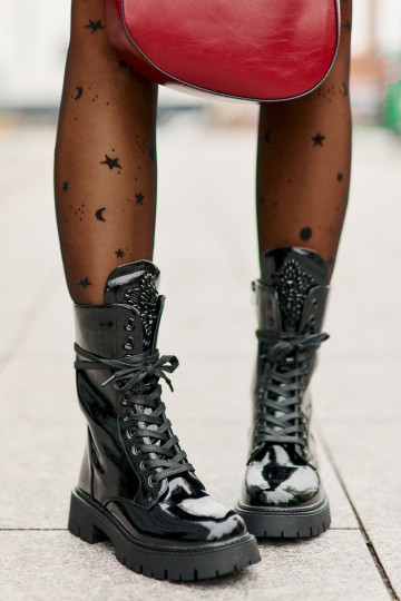 met lakeffect opInarmen Enkellaarsjes voor Inerknemers met ornamenten zInart Kelilea