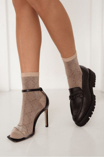 Met patroon Sokken Dames beige