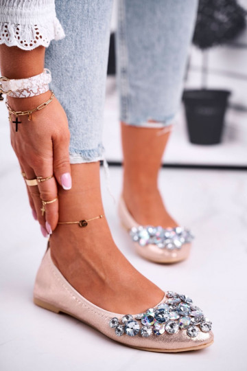 Ballerinas met kiezeldecoratie gouden kleur Crystal