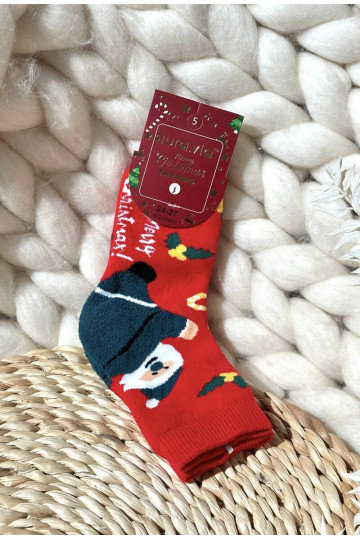 Kinderen Kerstmis Katoenen sokken Met Kerstman rood