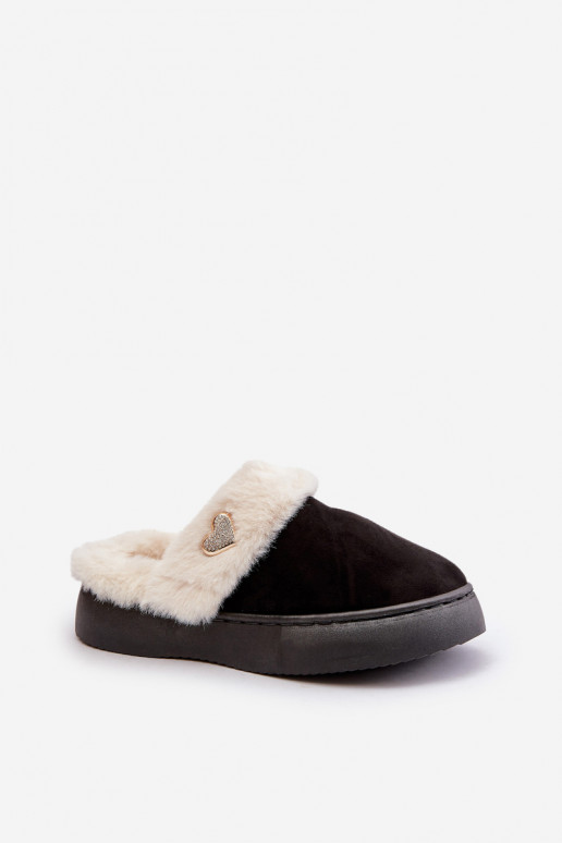 Slippers Dames met bont I Ozdobnym Hartenm zInart Otielo