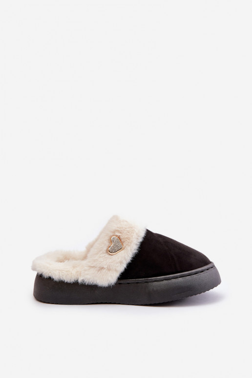 Slippers Dames met bont I Ozdobnym Hartenm zInart Otielo