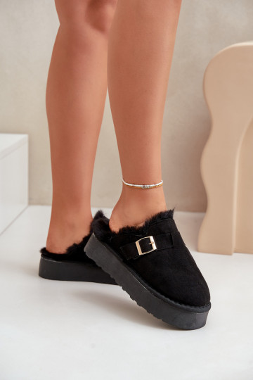 Slippers Dames Op dikke zool met bont I met gespen zInart Linneola