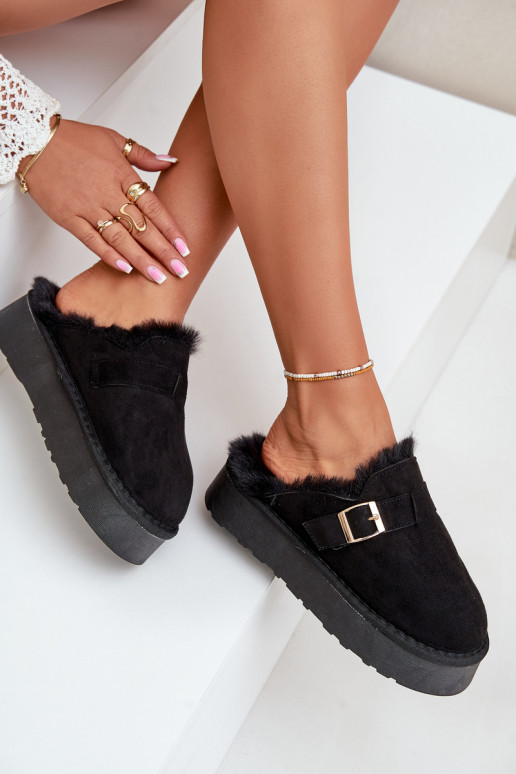 Slippers Dames Op dikke zool met bont I met gespen zInart Linneola Slippers Dames Op dikke zool met bont I met gespen zInart Linneola