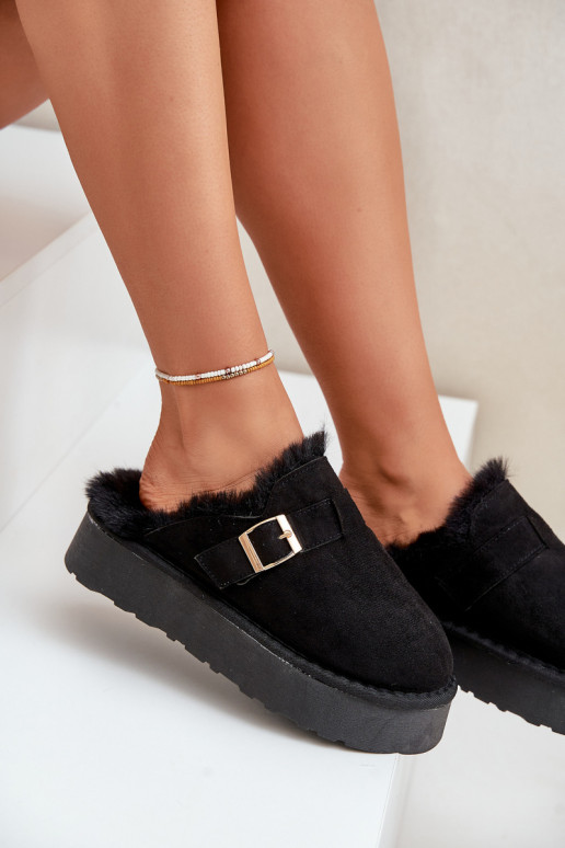 Slippers Dames Op dikke zool met bont I met gespen zInart Linneola Slippers Dames Op dikke zool met bont I met gespen zInart Linneola