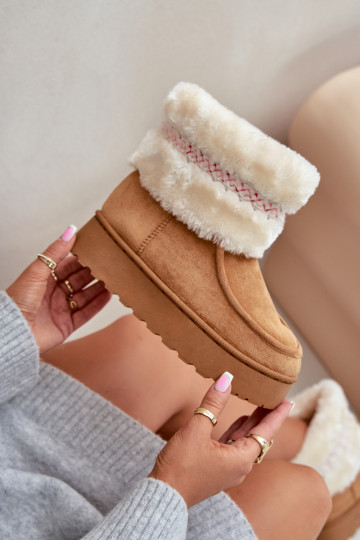 SneeuIn laarzen Dames met platform met bont I Een rolmodel bruine kleur Deepanti 2