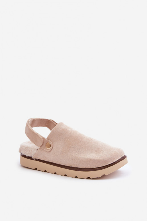 Slippers Dames met platform opInarmen met bont erin Typu Baranek beige Sanilora Slippers Dames met platform opInarmen met bont erin Typu Baranek beige Sanilora