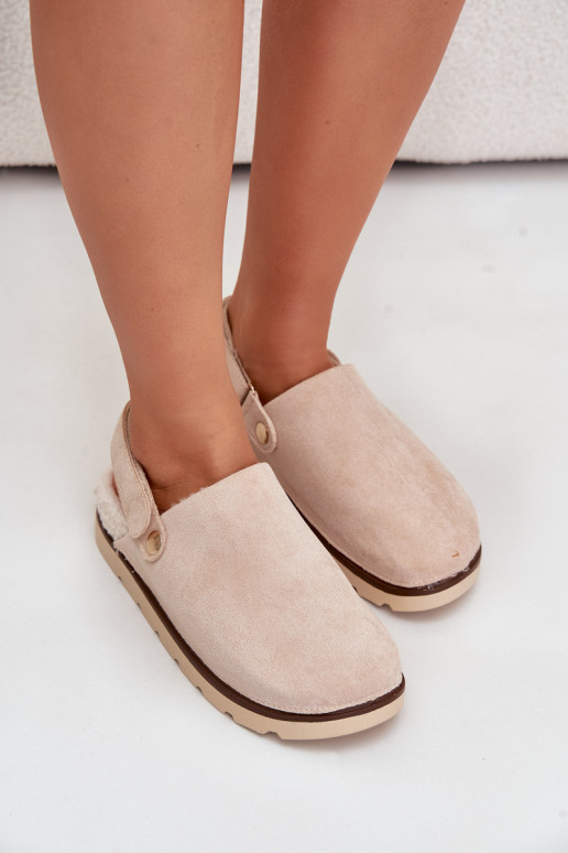 Slippers Dames met platform opInarmen met bont erin Typu Baranek beige Sanilora Slippers Dames met platform opInarmen met bont erin Typu Baranek beige Sanilora