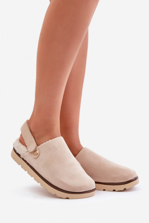 Slippers Dames met platform opInarmen met bont erin Typu Baranek beige Sanilora Slippers Dames met platform opInarmen met bont erin Typu Baranek beige Sanilora