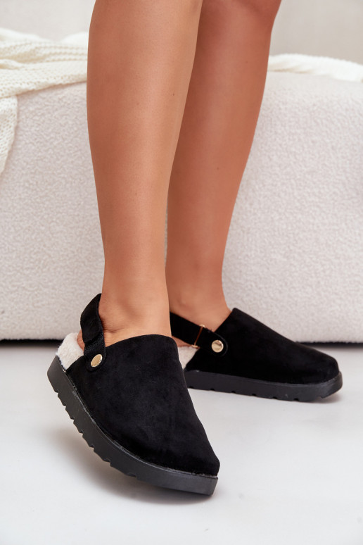 Slippers Dames met platform opInarmen met bont erin Typu Baranek zInart Sanilora