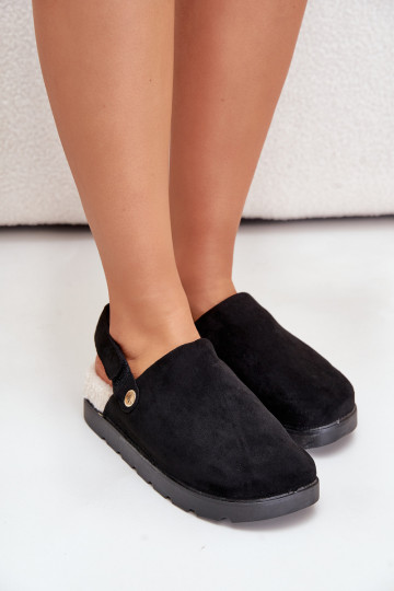 Slippers Dames met platform opInarmen met bont erin Typu Baranek zInart Sanilora 2