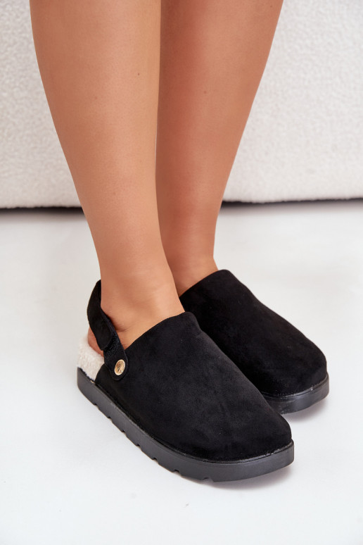 Slippers Dames met platform opInarmen met bont erin Typu Baranek zInart Sanilora