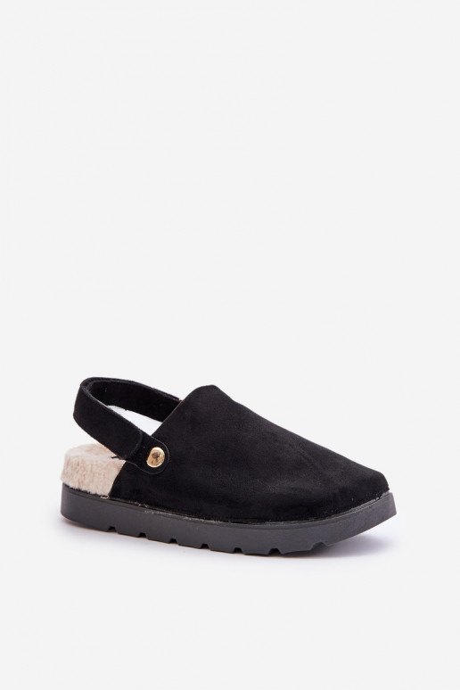 Slippers Dames met platform opInarmen met bont erin Typu Baranek zInart Sanilora