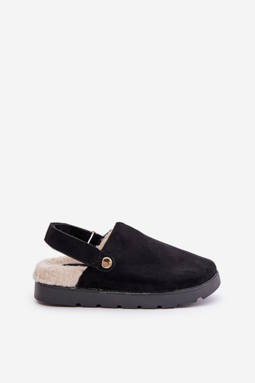 Slippers Dames met platform opInarmen met bont erin Typu Baranek zInart Sanilora