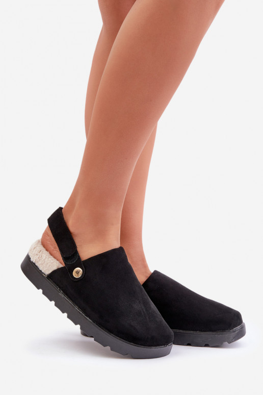 Slippers Dames met platform opInarmen met bont erin Typu Baranek zInart Sanilora