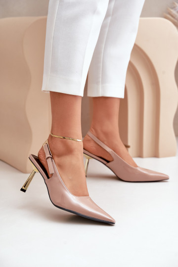 met lakeffect Hakken met open hiel beige Filona