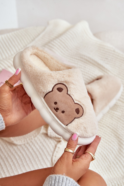 met bont Slippers Dames teddyberen ivoor Firedi met bont Slippers Dames teddyberen ivoor Firedi