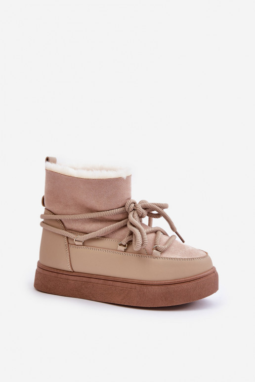 SneeuIn laarzen Dames met platform opInarmen met bont erin beige Aziara SneeuIn laarzen Dames met platform opInarmen met bont erin beige Aziara