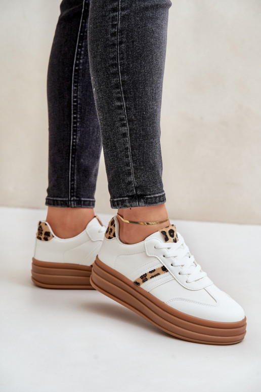 Sneakers model schoenen Dames met platform met luipaardbontpatronen Initte kleur Dravinnia Sneakers model schoenen Dames met platform met luipaardbontpatronen Initte kleur Dravinnia