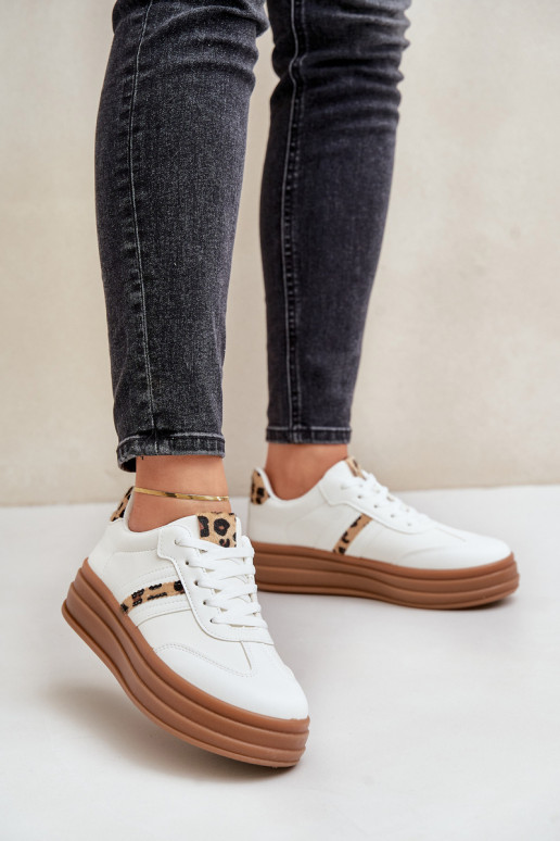 Sneakers model schoenen Dames met platform met luipaardbontpatronen Initte kleur Dravinnia Sneakers model schoenen Dames met platform met luipaardbontpatronen Initte kleur Dravinnia