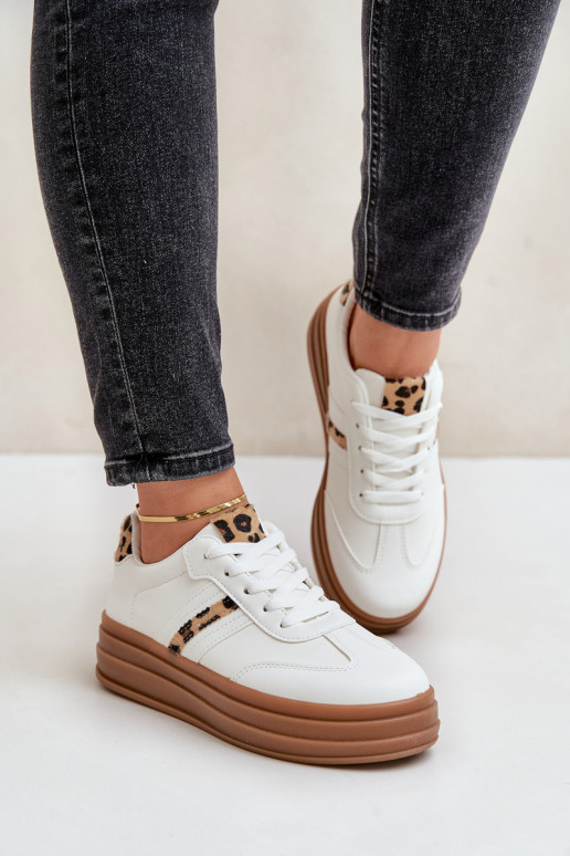 Sneakers model schoenen Dames met platform met luipaardbontpatronen Initte kleur Dravinnia Sneakers model schoenen Dames met platform met luipaardbontpatronen Initte kleur Dravinnia