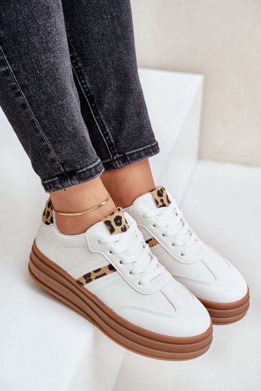 Sneakers model schoenen Dames met platform met luipaardbontpatronen Initte kleur Dravinnia Sneakers model schoenen Dames met platform met luipaardbontpatronen Initte kleur Dravinnia