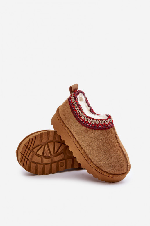 Kindersneeuwlaarzen met plateau, geïsoleerd met bont aan de binnenkant in bruin Vilabria