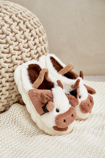 Kinderen met bont Slippers Met Thema KroIny bruine kleur Tamorrin 2