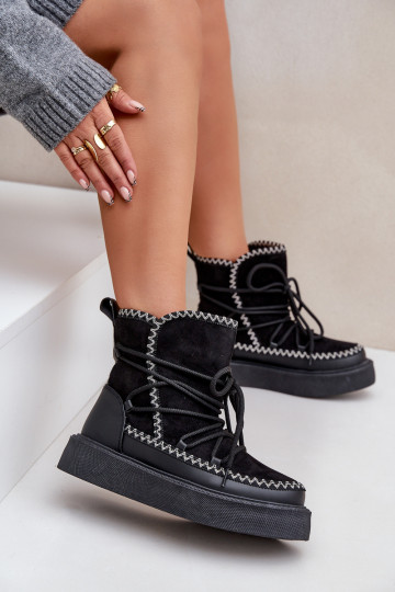Snowboots met platform in zwart