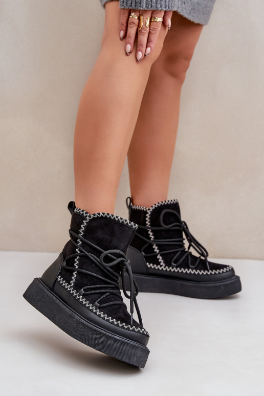 Snowboots met platform in zwart
