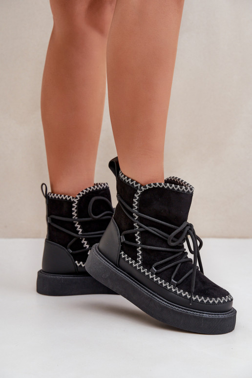 Snowboots met platform in zwart