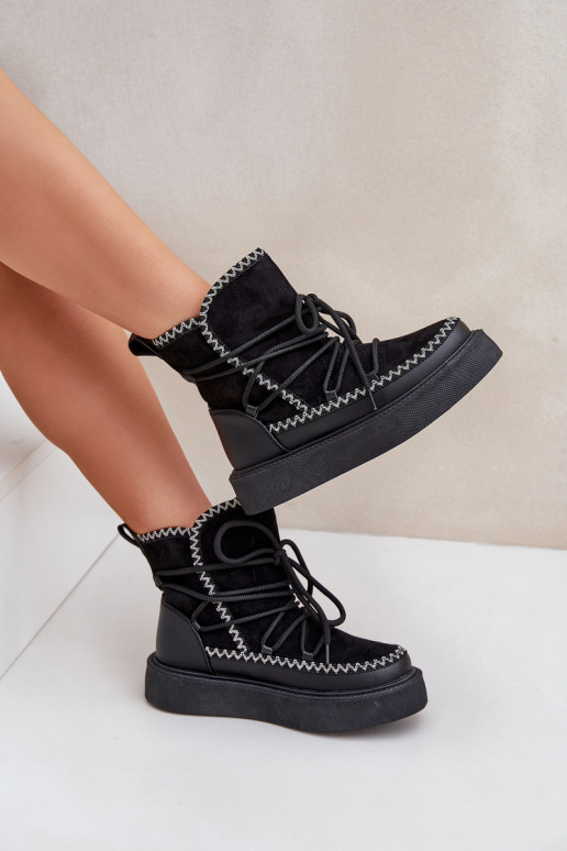 Snowboots met platform in zwart